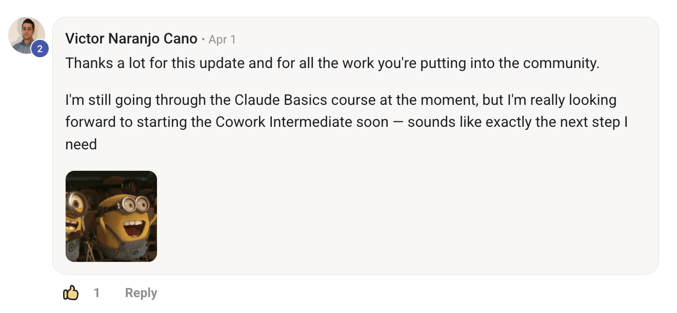 Member comment: the course path is exactly the next step I need