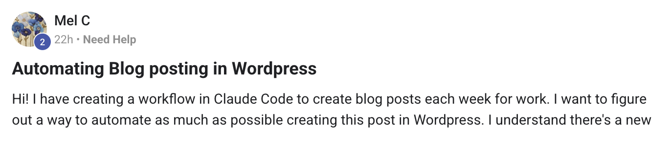 Member post: automating weekly Wordpress blog posts with a Claude Code workflow