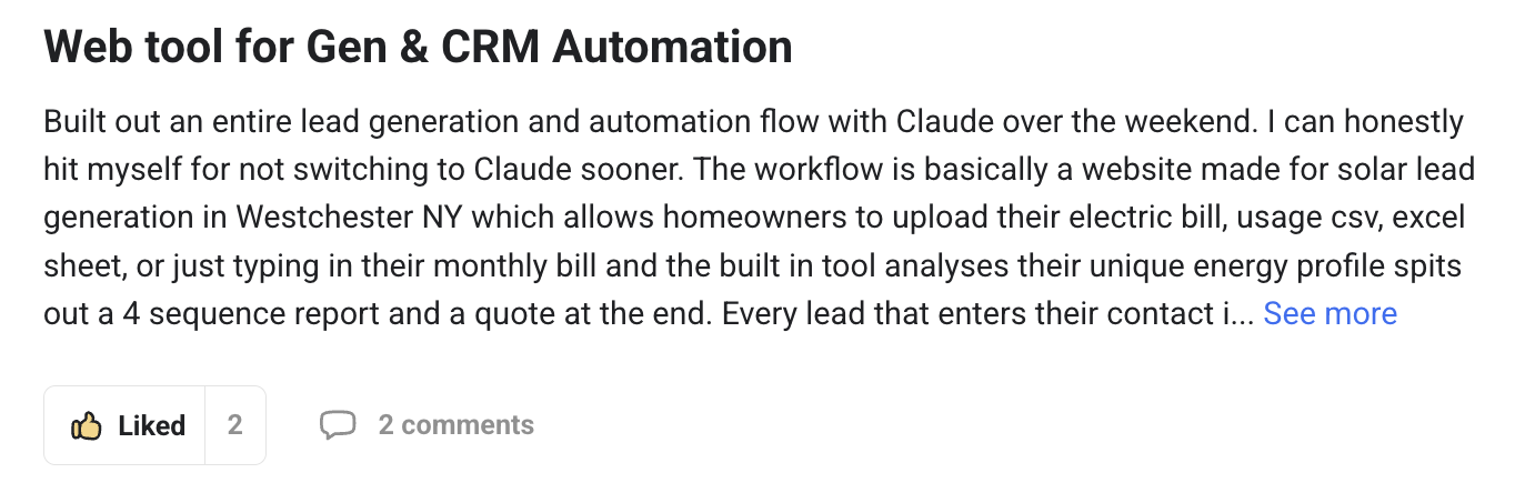 Real member post from inside the community